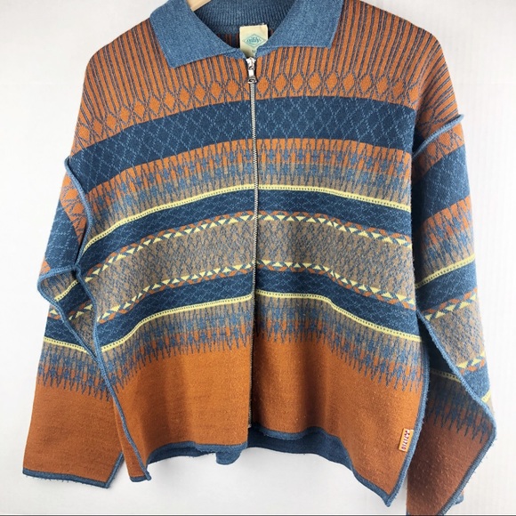 Vintage Oilily Blue Orange Striped Wool 